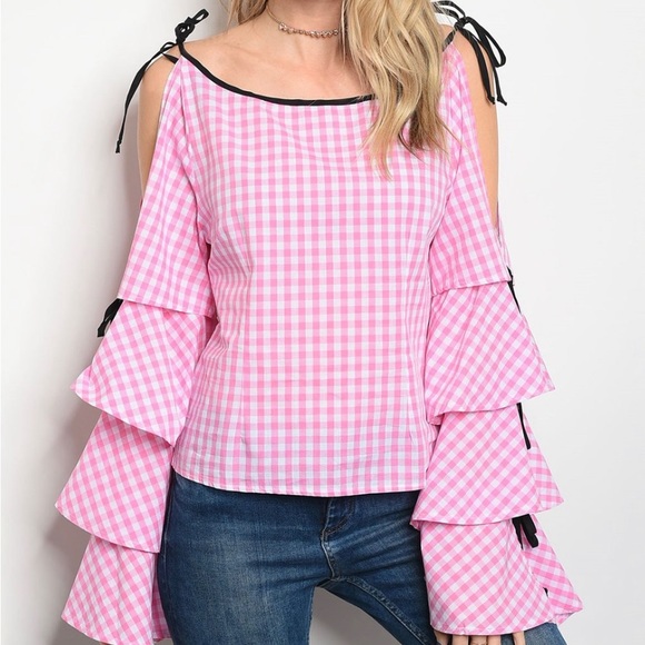 Pink and White Gingham with Navy ties. Fits TTS M - Picture 2 of 3